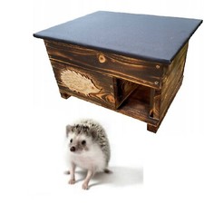 QLS Igelhaus aus Holz 40x50x30 cm mit abnehmbarem Dach Wetterfest Geflammt