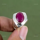 Valentines Deal 925 Sterling Silver Kashmir Rubi Gemstone Statement Ring Jewelry
