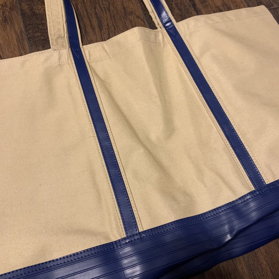 Bolso de viaje vintage de lona Avon beige/azul todo alrededor Foto 2 de 4