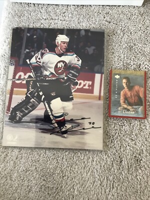 1996 To Be A Player Trevor Linden Autograph Card & Islanders Autograph 8x10