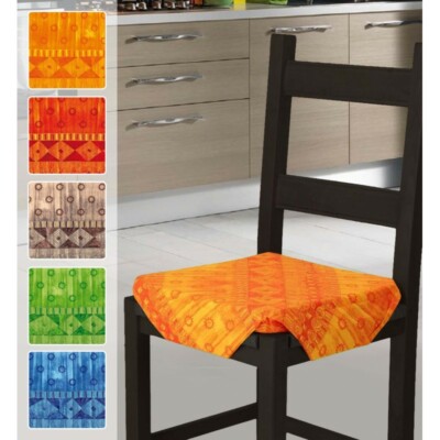 Set 6 Cuscini Coprisedia Jacquard Con Aletta, Stile Classico Alba Fiorato, Perfetti Per La Cucina, 100% Made In Italy
