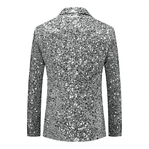 Men Shiny Sequin Suit Blazer Dress Jacket Dinner Party Prom Coat Tops Smart Slim - Picture 16 of 26