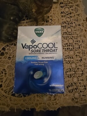 Vicks VapoCOOL Sore Throat Cooling & Numbing Winterfrost Lozenges 16 ct 1 Pack