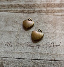 6 Heart Charms Antiqued Bronze Pendants Love Findings 12mm Jewelry Making Set