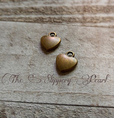6 Heart Charms Antiqued Bronze Pendants Love Findings 12mm Jewelry Making Set 