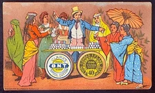 Clark’s Spool Cotton 1879 Prang Trade Card & Calendar Uncle Sam Sells Thread