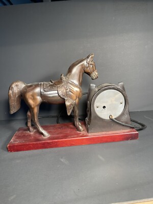 Vintage Antique Lincoln Horse & Cowboy Western Bronze/Copper Clock