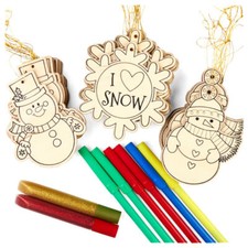 Wood Snow / Snowman Decorate Your Own Holiday Ornament Crafting Kit - Makes 90