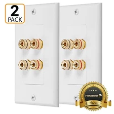 Fosmon 2 Pack Gold Plated Speaker Wall Plate, Home Theater Audio Wall Plate