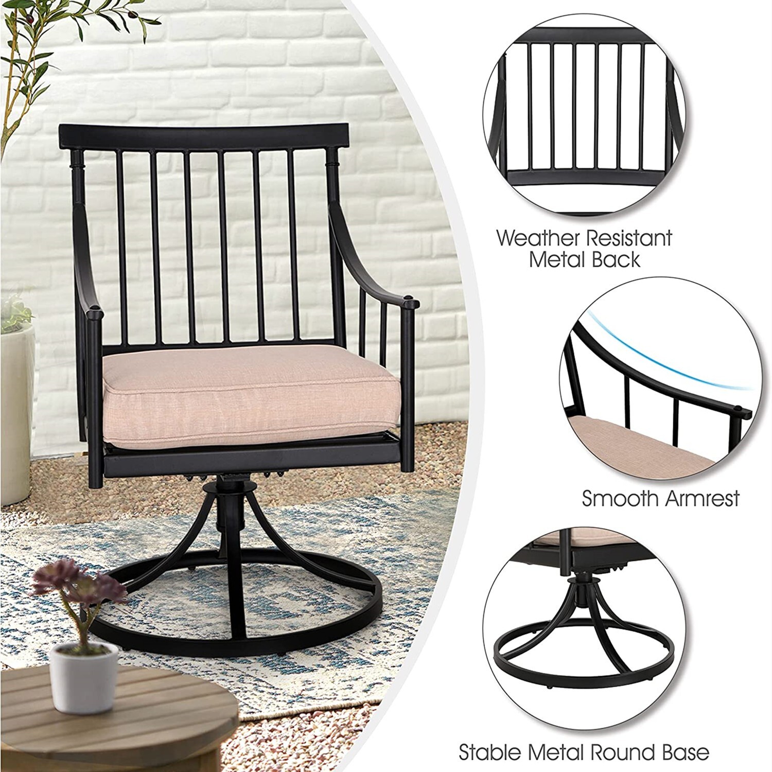 Swivel Patio Chair Set of 4 Outdoor Dining Chairs Heavy Duty Armchairs eBay