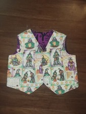 Vintage Handmade Children Vest Quilted Witch Cat Bat Reversible Halloween Medium