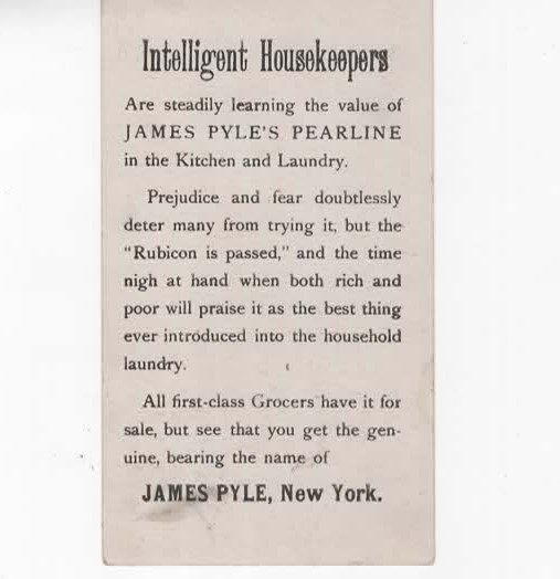 James Pyles's Pearline Washing Compound   Victorian Trade Card  1890