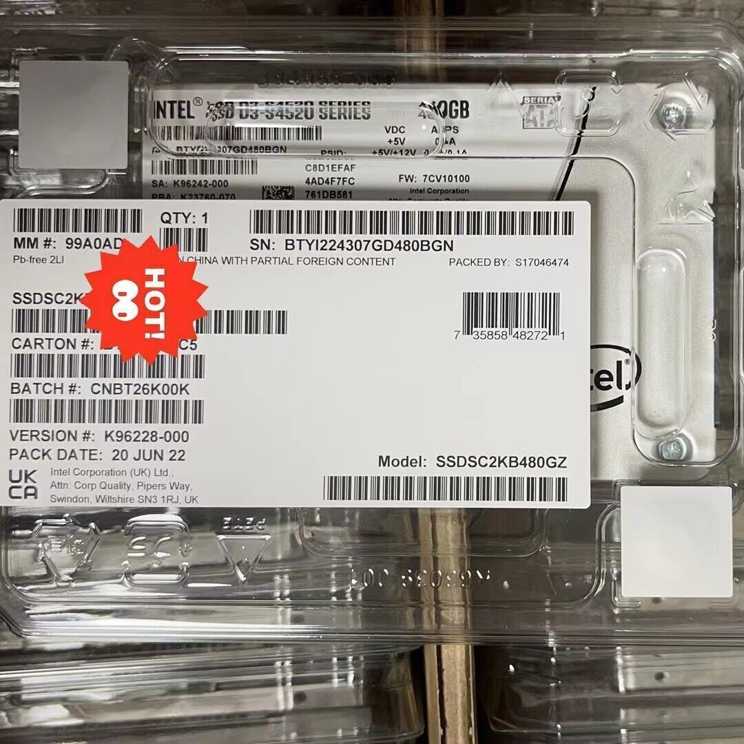 Intel D3 S4520 480GB SSD 2.5
