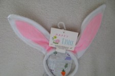 Women Youth Kids Girl Easter Socks With Bunny Headband Set Size 9-11 New