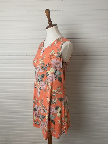 Amy Byer Girls Sleeveless Shift Dress Orange Floral Criss-Cross Back Size XL 16 - Picture 3 of 6