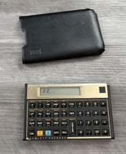 VTG HP 12C Financial Calculator Hewlett Packard Black  Gold With Leather Case