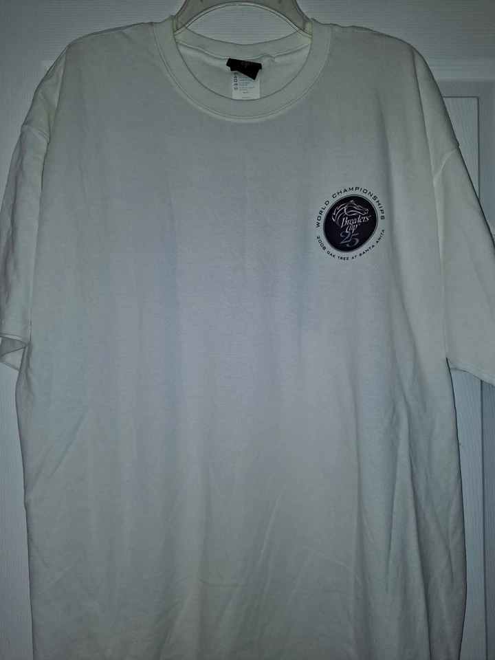 Camiseta ganadora del 25 aniversario de la Copa de Criadores Santa Anita 2008 de carreras de caballos RARA Foto 2 de 3