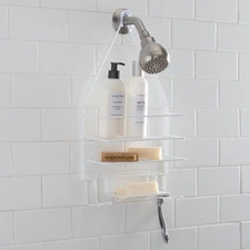  2 Shelf Hanging PE Coated Shower Caddy, White