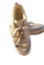 Nicole Miller Women  s Brita Platform Sneaker Patchwork Cottagecore Shoes Sz 9.5