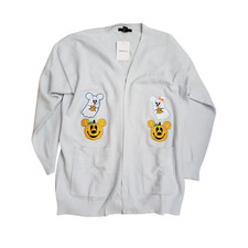 Halloween Mickey Minnie Mouse Pumpkin Pastel Ghosts Open Cardigan Blue Size S