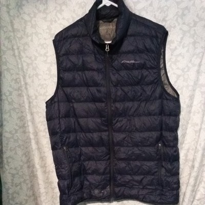 Eddie Bauer Microlight Down Vest Mens Size L Blue Nylon Packable