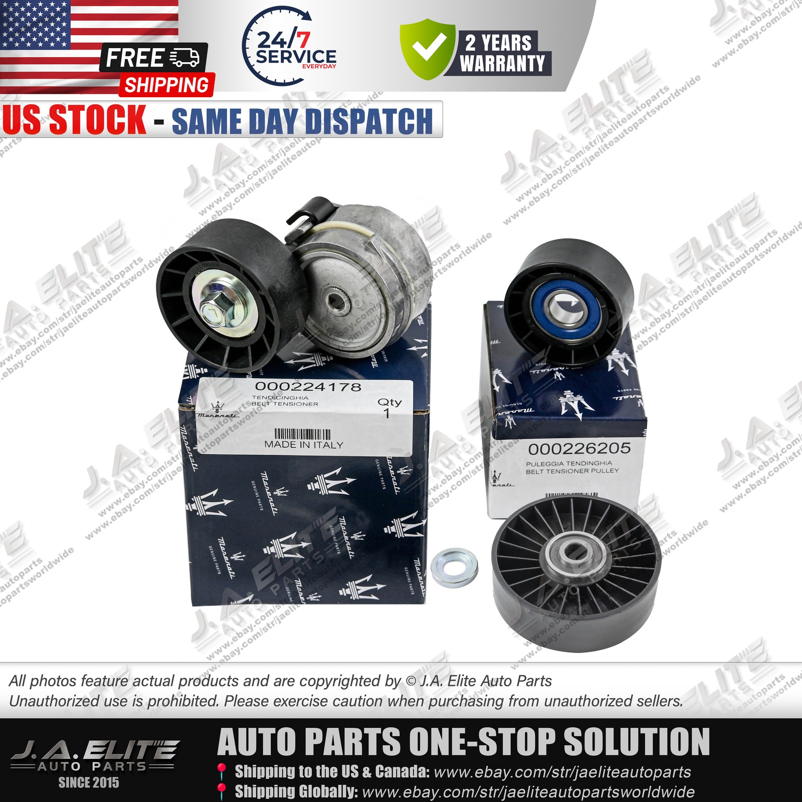 3pcs  Belt Tightening Pulley Kit fit Maserati Quattroporte GranTurismo GC