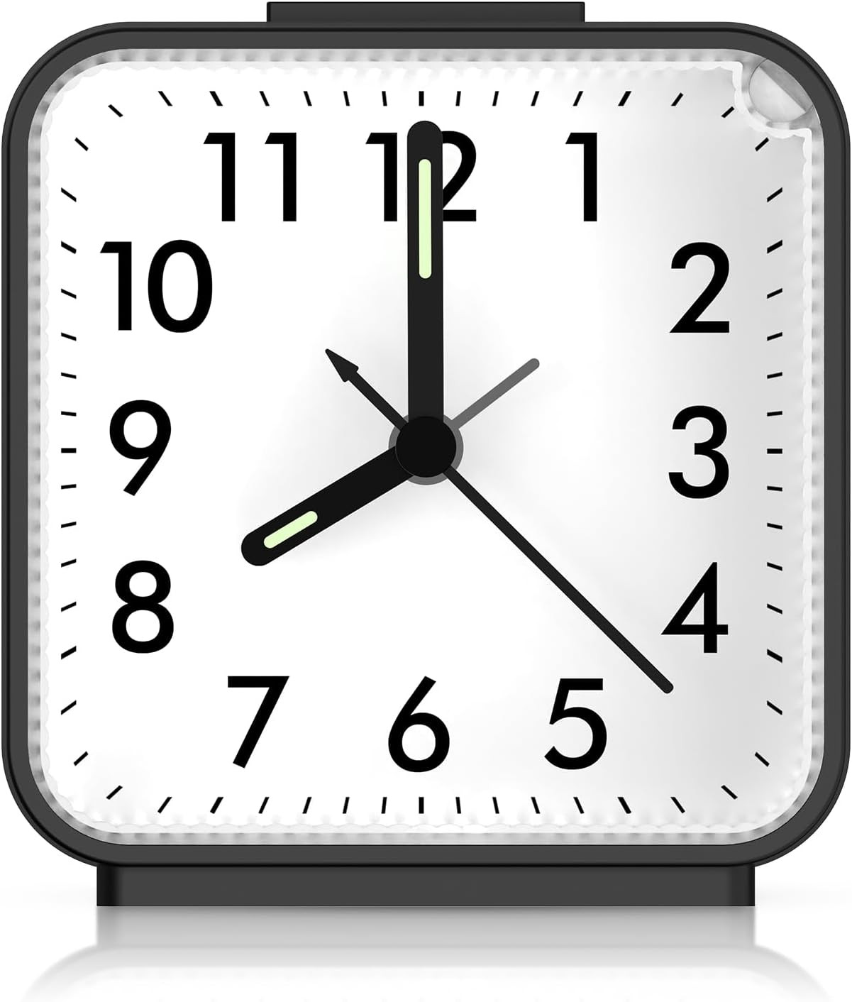 Analog Alarm Clock, Silent Non Ticking Small Clock, Travel Alarm Clock with Snoo