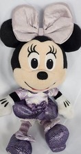 Disney Minnie Mouse Plush Purple Polka Dot Dress Bow Just Play 10in Stuffed Toy