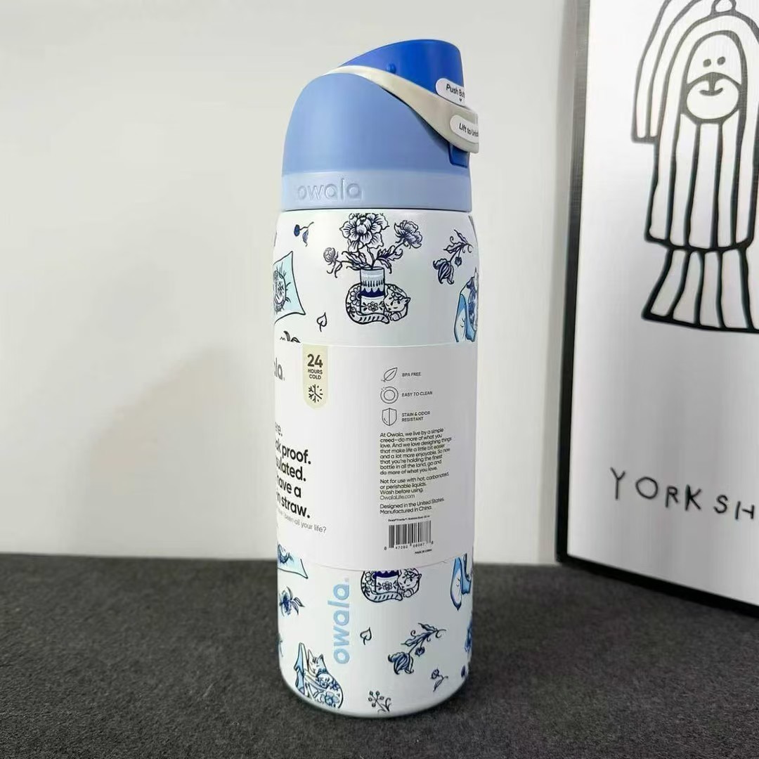 2026 New 32oz Delft Cat Water Bottle Owala URBAN OUTFITTERS