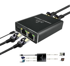 Gigabit Ethernet Splitter - 1000Mbps, 1 to 3 Devices, USB Powered, RJ45 for C...