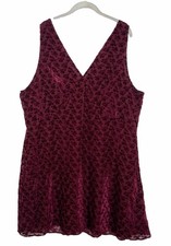Gap Women’s Burgundy Velvet Burnout Floral Goth Sleeveless Dress Sz XXL TALL NWT