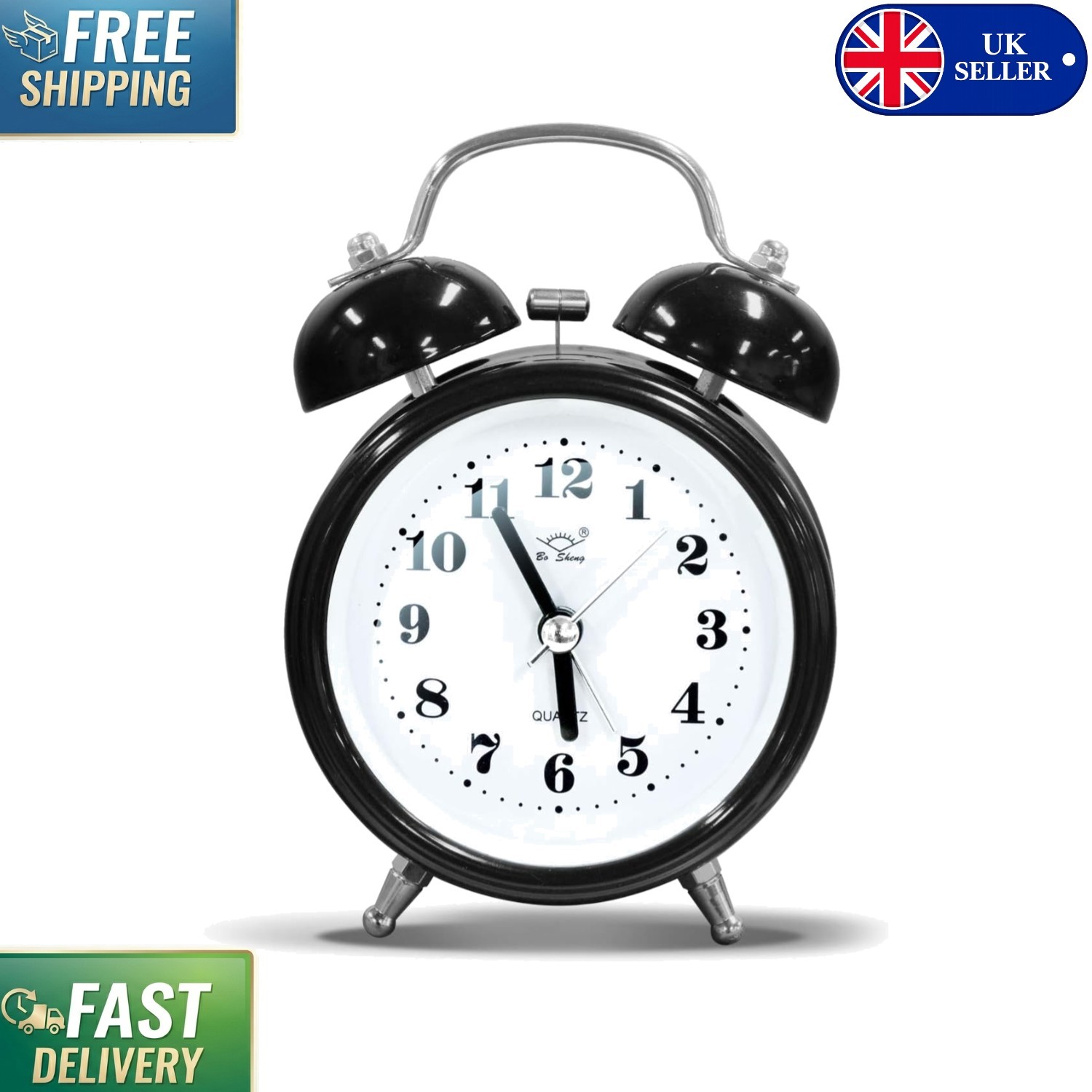 4-Inch Loud Twin Bell Alarm Clock for Deep Sleepers - Stylish Tabletop Design