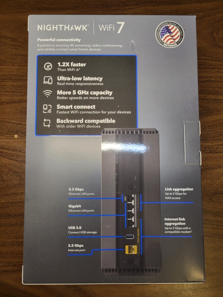 RS180 NETGEAR Nighthawk Dual-Band WiFi 7 Router OPEN BOX w/ everything ...