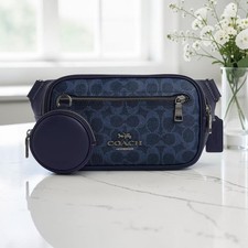 Coach Elias Belt Bag Signature Canvas Denim Midnight Navy NWT CZ400 fanny pack