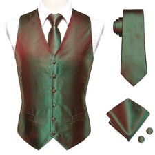 Mens Waistcoat Purple Flower Vest Tie Hankie Cufflinks Set Wedding Formal Party