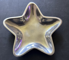 Ihi Star Dish 6.25 Silver Tone Metal Polished Trinket Tray Dish