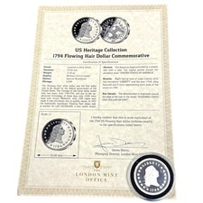 US HERITAGE COLLECTION 1794 FLOWING HAIR DOLLAR 