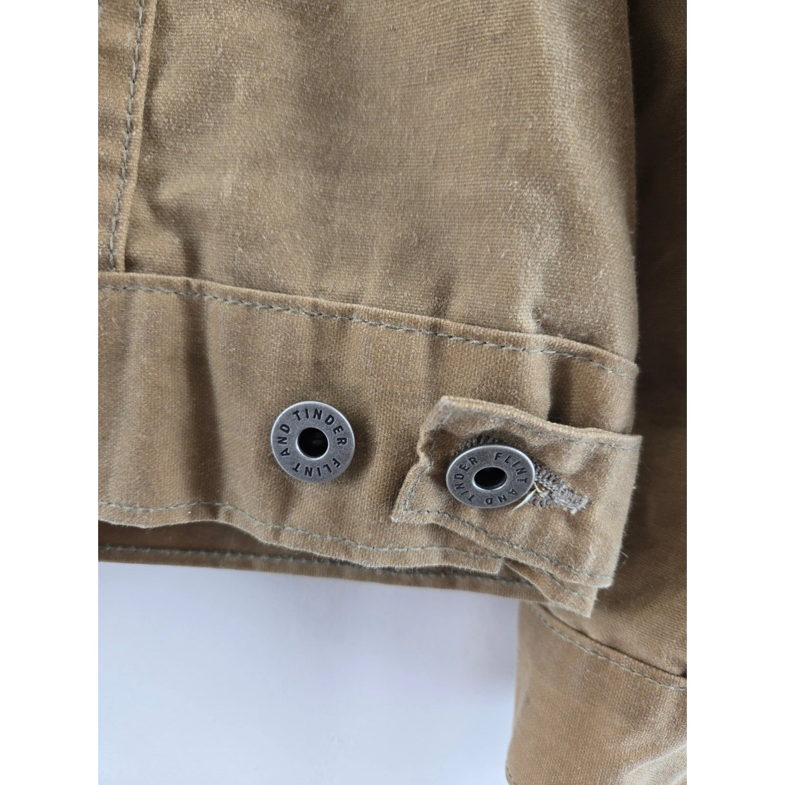 Flint and Tinder Flannel-Lined Waxed Trucker Jacket Havana Brown Mens Large USA - product detail image 8