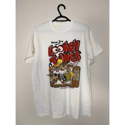 Warner Bros Looney Tunes Graphic T-Shirt White Large Bugs Bunny Daffy Duck 2019