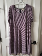 Michael Kors Fit & Flare Skater Dress Sz 3XL ZigZag Print Short Sleeve Stretch