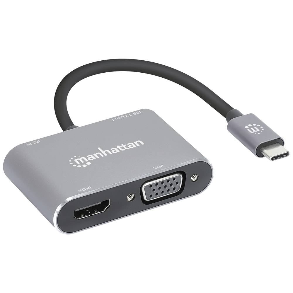 Convertisseur USB-C Manhattan double affichage HDMI VGA haute résolution