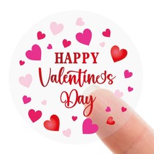 1000Pcs Valentine's Day Clear Stickers Roll Seal Stickers Heart Foil Self-Adhesi