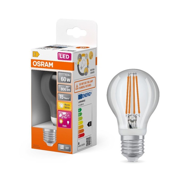 Osram E27 Led Lampe Star Classic A 60 Filament Motion & Daylight Sensor 7.3W Wie-image