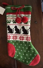 18" Knit KITTY CAT Pet Christmas Stocking NWT FREE SHIPPING! CHRISTMAS 2025 item