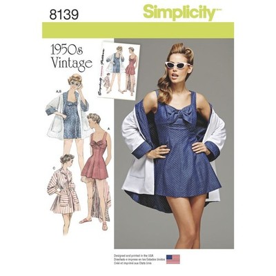 SIMPLICITY Schnittmuster 8139 Misses Damen Badekleid & Mantel Größe 6-14