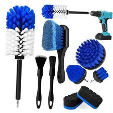 Wheel Brush Kit, Soft Drill Wheel Cleaner Brush, Tire Brush, Blue  White 9 Pk