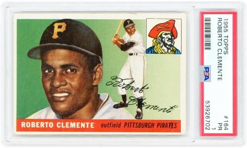 Roberto Clemente Pittsburgh Pirates 1955 Topps #164 PSA Rated 1 Rookie Card view 3