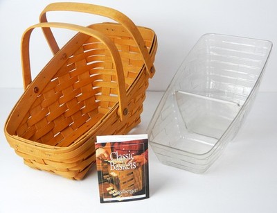 2000 Longaberger Hand Woven Wood Medium Vegetable Basket With Plastic Liner