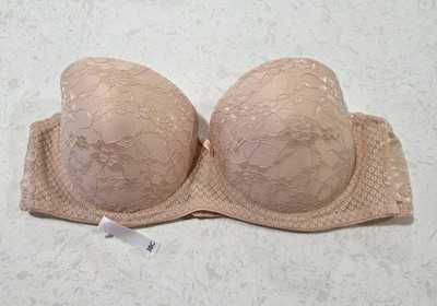 Laura Ashley Bra Underwire Lined Demi Strapless Size 38C Peach NWT NO STRAPS