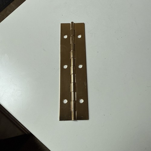 Continuous Hinge Brass Plated 1-1/2" x 6” Piano Lid Chest Box hinge - Picture 2 of 2